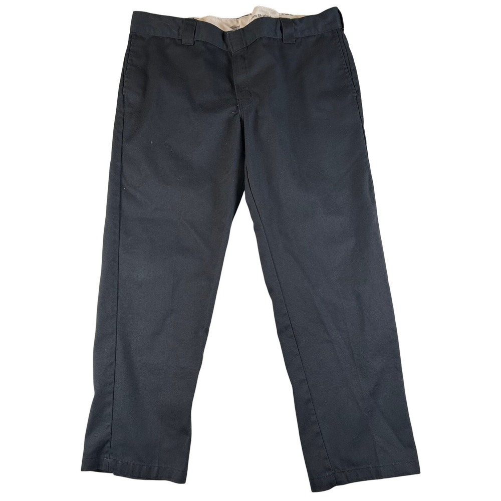 Dickies Mens Black Slim Straight Work Pants Size 42X32